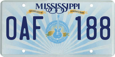 MS license plate OAF188