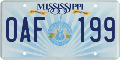 MS license plate OAF199