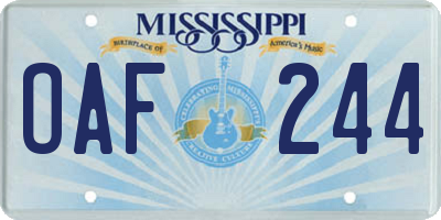 MS license plate OAF244