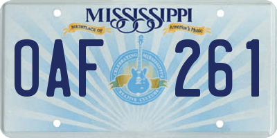 MS license plate OAF261