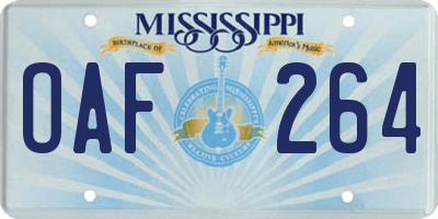 MS license plate OAF264