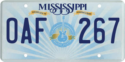 MS license plate OAF267