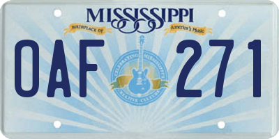 MS license plate OAF271