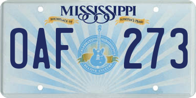 MS license plate OAF273