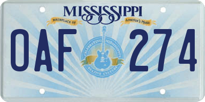 MS license plate OAF274