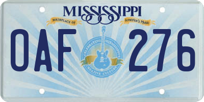 MS license plate OAF276