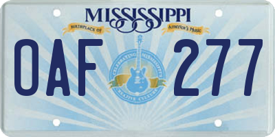 MS license plate OAF277