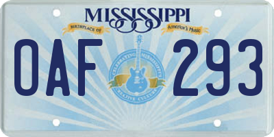 MS license plate OAF293