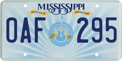 MS license plate OAF295