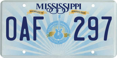 MS license plate OAF297