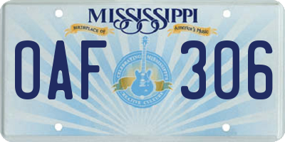 MS license plate OAF306
