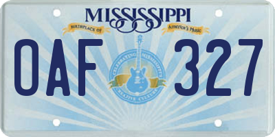MS license plate OAF327