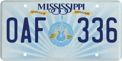 MS license plate OAF336
