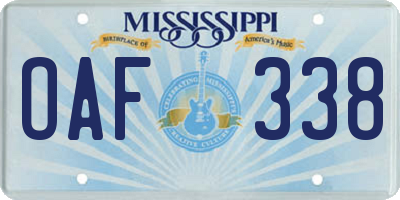 MS license plate OAF338