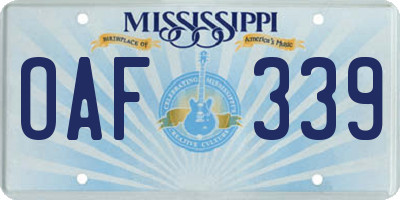 MS license plate OAF339