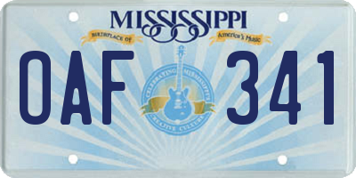 MS license plate OAF341