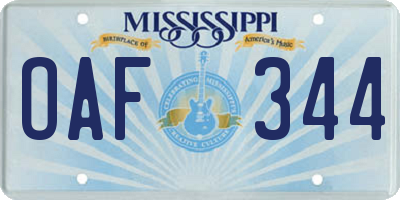 MS license plate OAF344