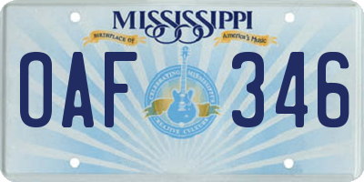 MS license plate OAF346