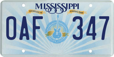 MS license plate OAF347