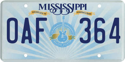MS license plate OAF364
