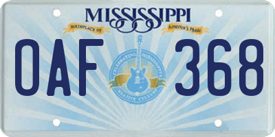 MS license plate OAF368