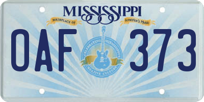 MS license plate OAF373