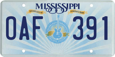 MS license plate OAF391
