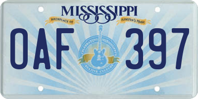 MS license plate OAF397