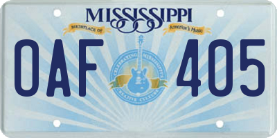 MS license plate OAF405
