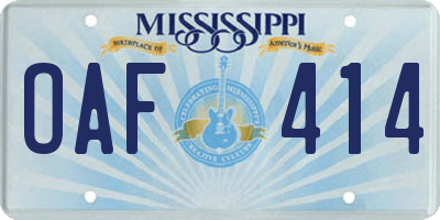MS license plate OAF414