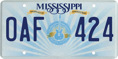 MS license plate OAF424