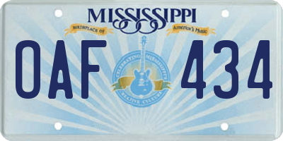 MS license plate OAF434