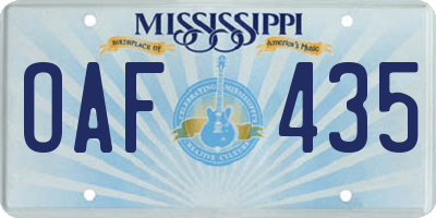 MS license plate OAF435