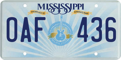 MS license plate OAF436