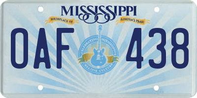 MS license plate OAF438