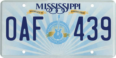 MS license plate OAF439