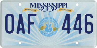 MS license plate OAF446