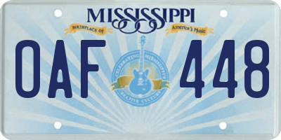 MS license plate OAF448