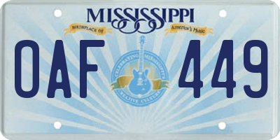 MS license plate OAF449