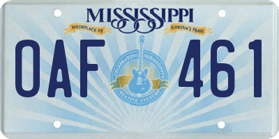 MS license plate OAF461