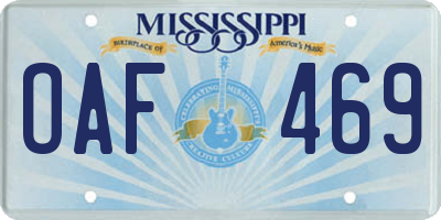 MS license plate OAF469