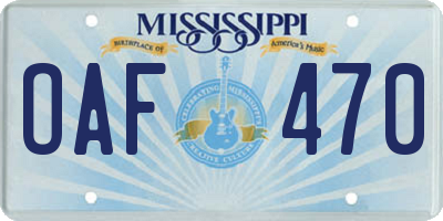 MS license plate OAF470