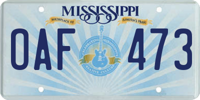 MS license plate OAF473