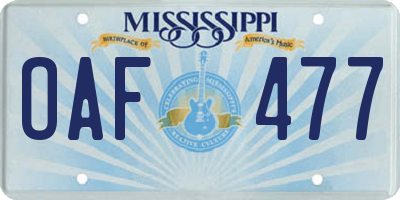 MS license plate OAF477