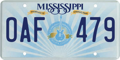 MS license plate OAF479