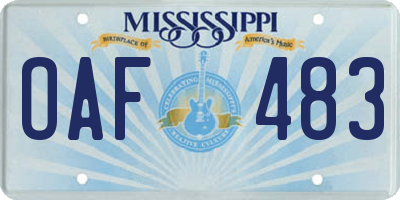 MS license plate OAF483