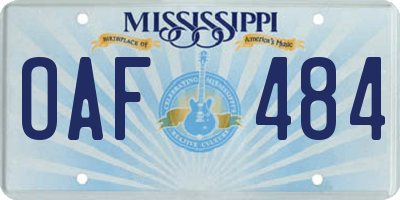 MS license plate OAF484