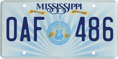 MS license plate OAF486