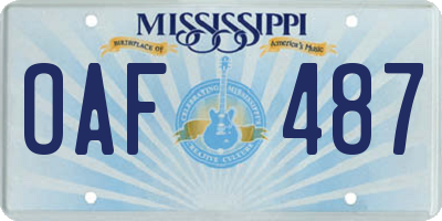 MS license plate OAF487