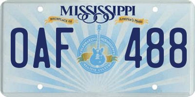 MS license plate OAF488